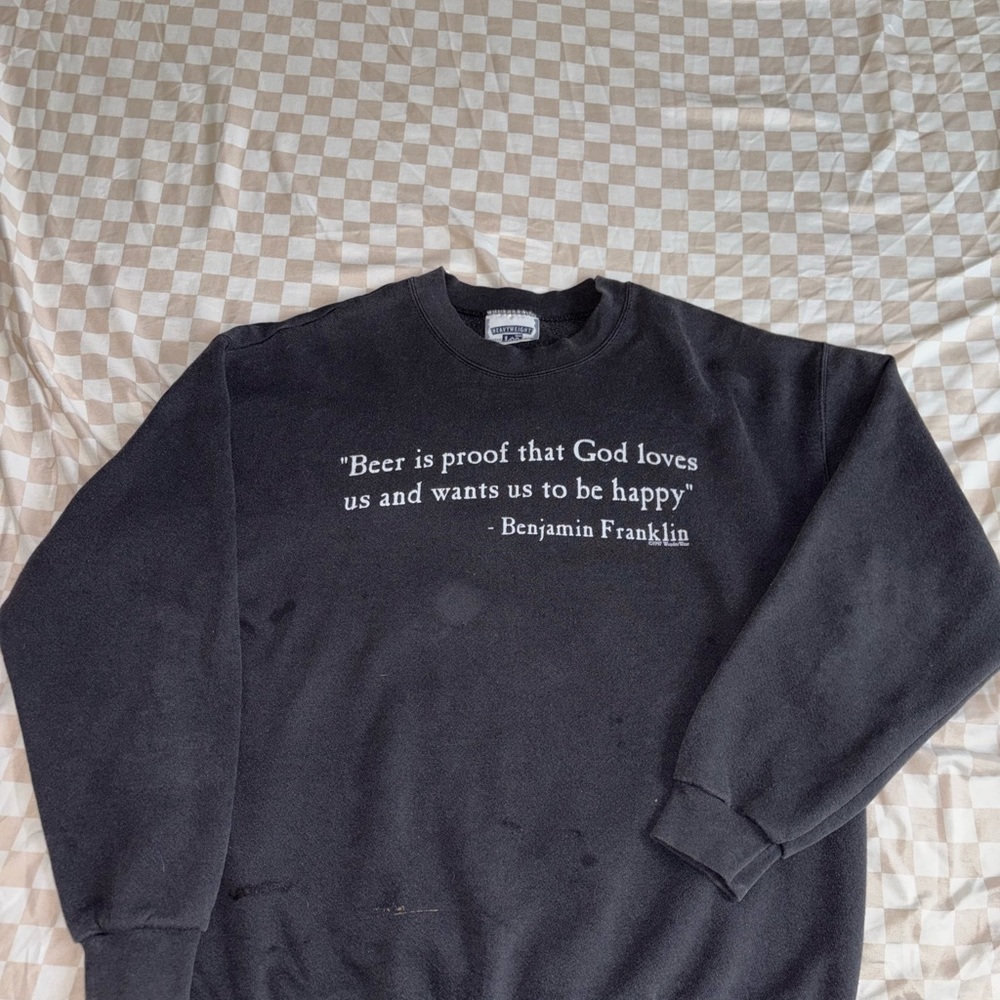 Lee Black Crewneck Sweater with Quote